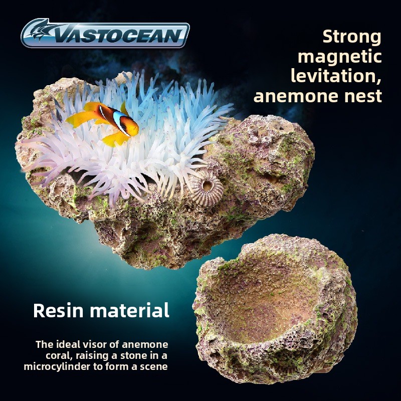 Aquarium Marine Rock - VASTOCEAN Magnetic Anemone Holder-Resin Suspension Anemone