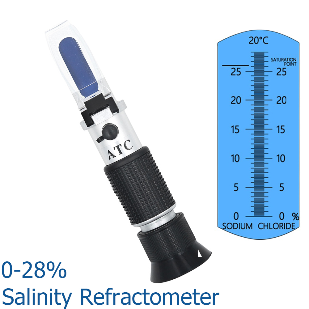 Marine Aquarium Water Analyzer - ATC Refractometer Seawater Salinity Meter 0-28%