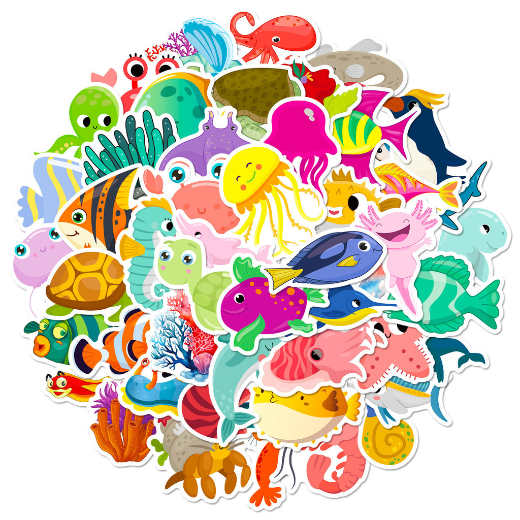 50Pcs Marine Life Stickers - C - Marine Aquarium Aquascape recension och pris
