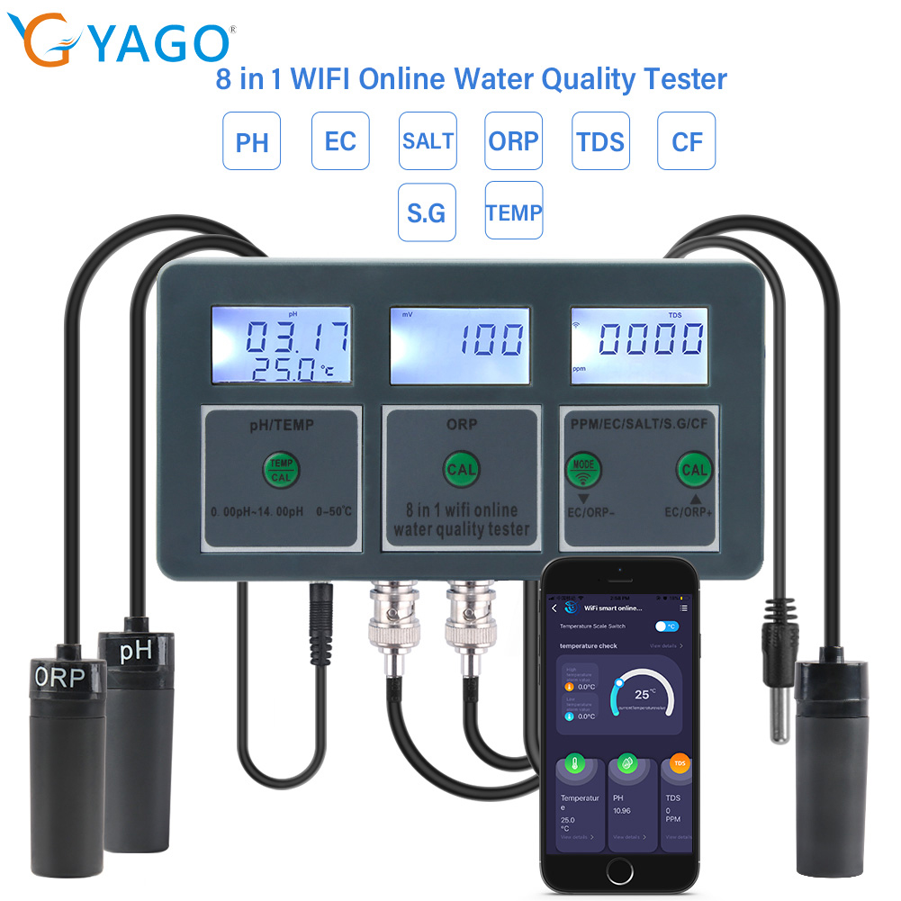 YAGO 8 in 1 WiFi Aquarium Wate - Marine Aquarium Water Analyzer recension och pris