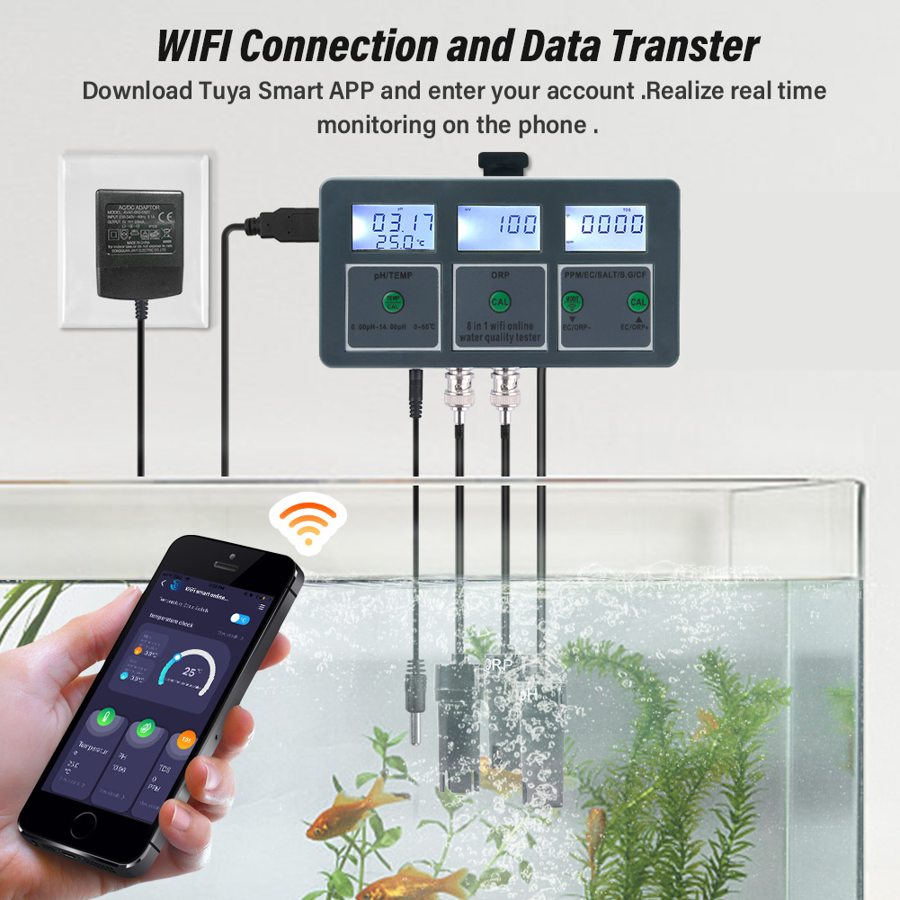 YAGO 8 in 1 WiFi Aquarium Wate - Marine Aquarium Water Analyzer recension och pris