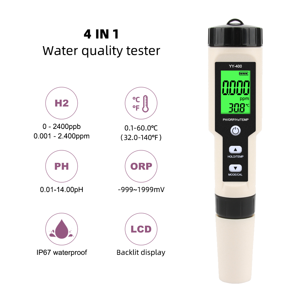 4 in 1 YY-400 PH/ORP/H2&TEM Me - Marine Aquarium Water Analyzer recension och pris