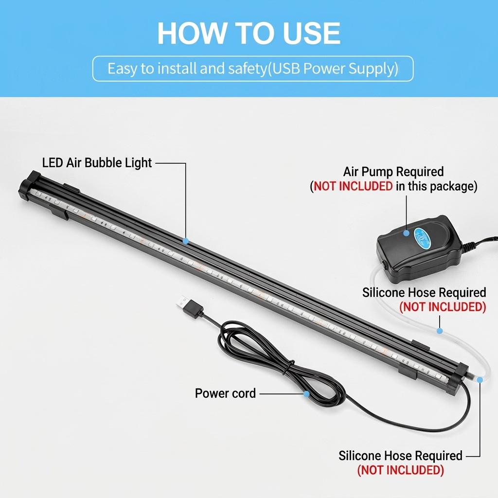 USB LED Aquarium Air Bubble Li - Aquarium Marine Lights recension och pris